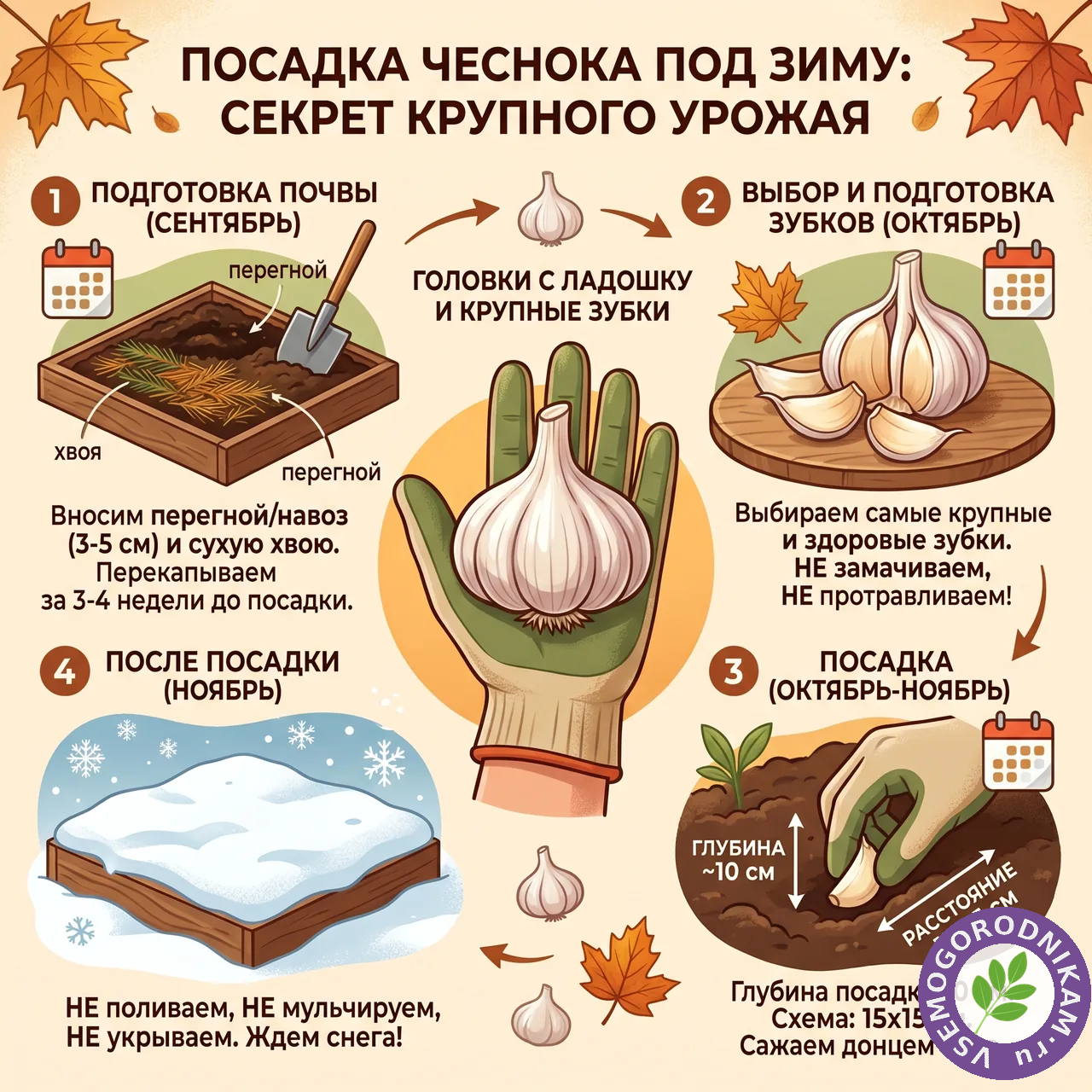 Посадка чеснока под зиму: когда сажать, чтобы головки выросли крупные