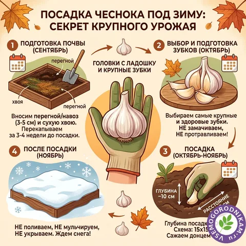 Посадка чеснока под зиму: когда сажать, чтобы головки выросли крупные