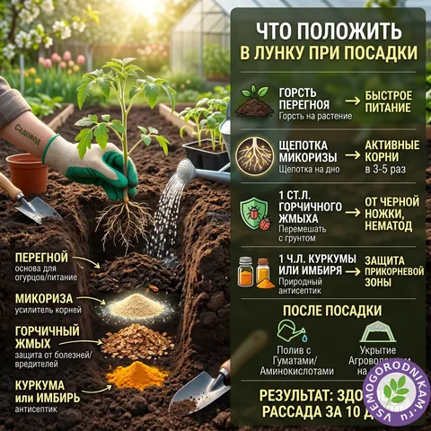 Что положить в лунку при посадке томатов, перцев и огурцов