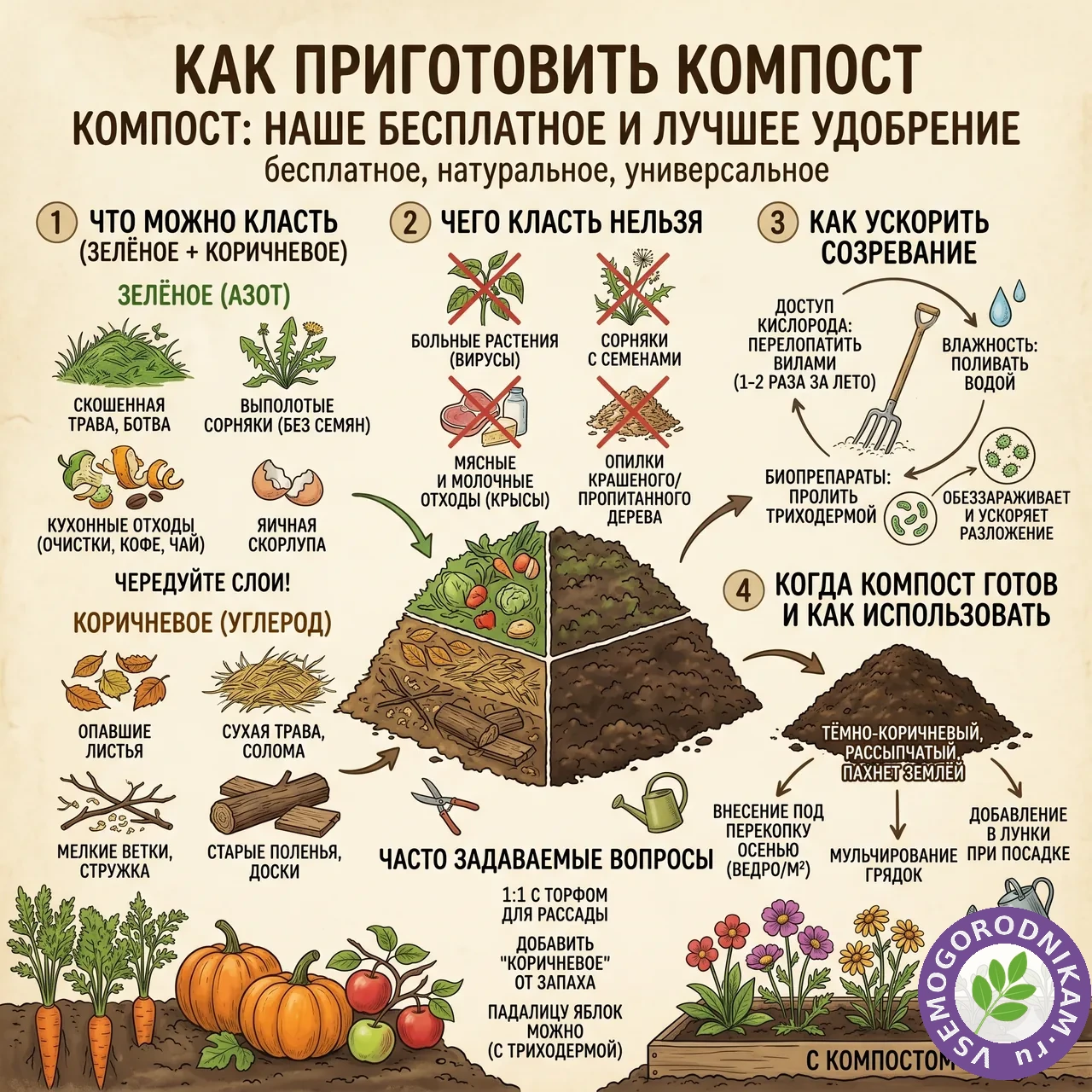 Как приготовить компост правильно: бесплатное удобрение с вашего участка