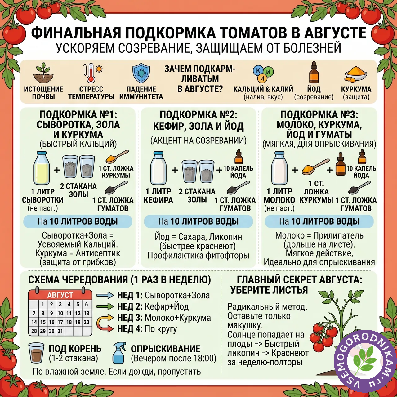 Финальная подкормка томатов в августе: чтобы спели быстрее и были слаще