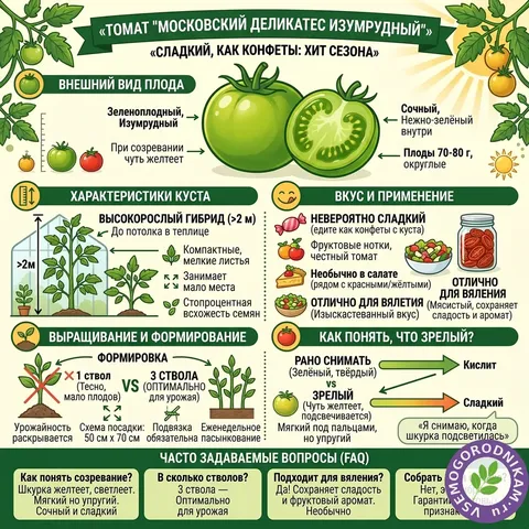 Томат Московский Деликатес Изумрудный: зелёное чудо с фруктовым вкусом