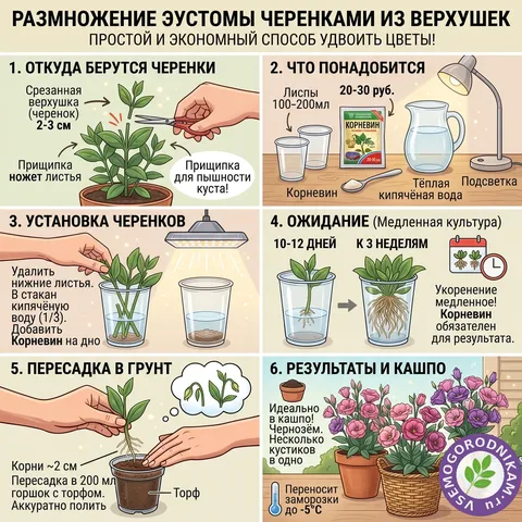 Размножение эустомы черенками: как удвоить количество кустов бесплатно
