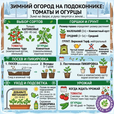 Зимний огород на подоконнике: как вырастить томаты и огурцы дома