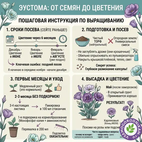 Выращивание эустомы из семян: когда сеять и как не потерять всходы